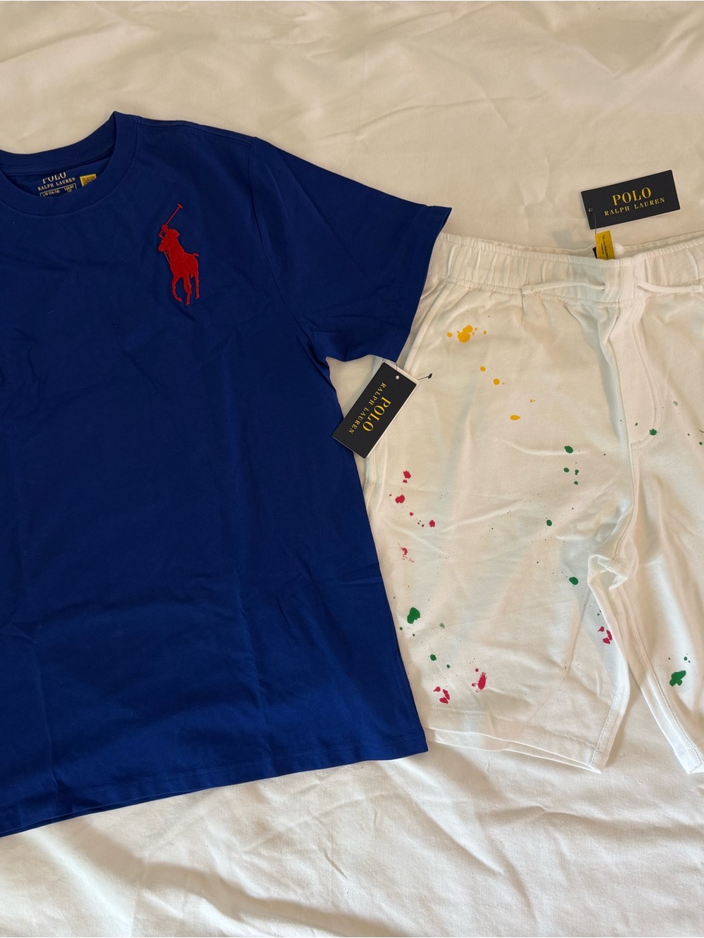 New boys Sz XL 18-20, L 14-16 Polo by Ralph Lauren Blue shirt, shorts